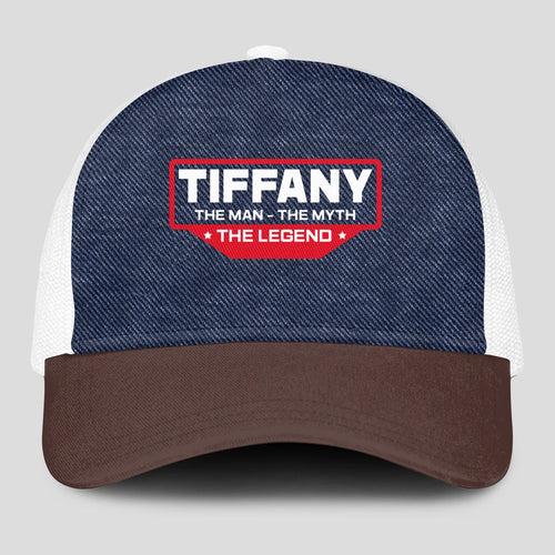 The Man The Myth The Legend Navy Brown And White Mesh Cap TIFFANY 13K1 C200PF