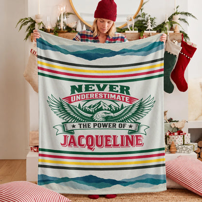 Never Underestimate Your Name Vintage Mountain Fleece Blanket JACQUELINE 13K1 BK44