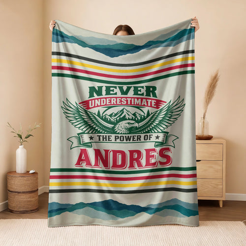 Never Underestimate Your Name Vintage Mountain Fleece Blanket ANDRES 13K1 BK44