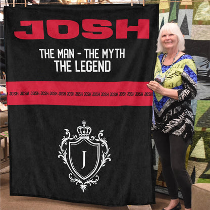 The Man The Myth The Legend Black Red Fleece Blanket JOSH 13K1 BK14