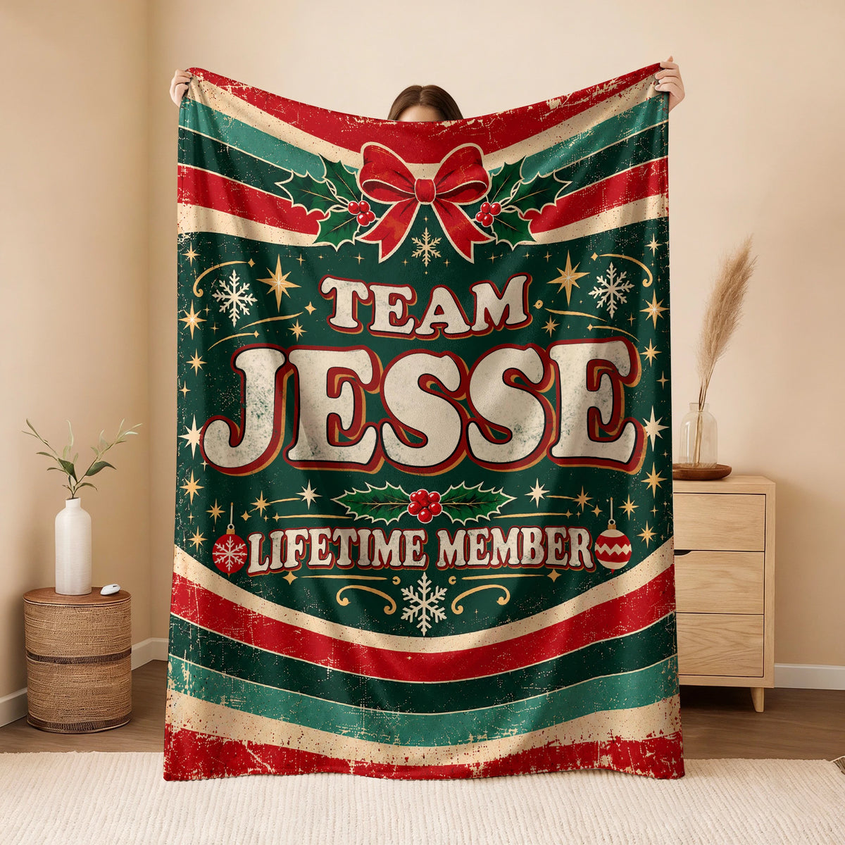 Team Your Name Lifetime Member Christmas Fleece Blanket JESSE 13K1 BK52