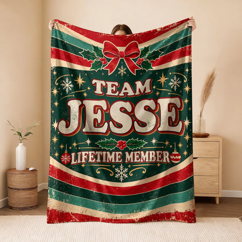 Team Your Name Lifetime Member Christmas Fleece Blanket JESSE 13K1 BK52
