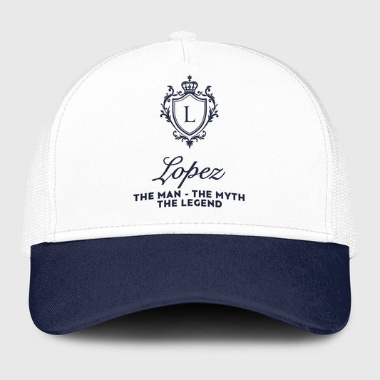 The Man The Myth The Legend Blue And White Baseball Mesh Cap LOPEZ 13K1 C186PF