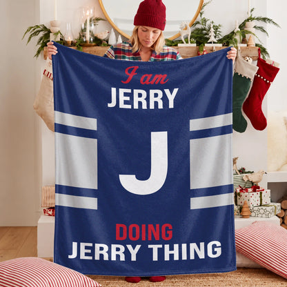 I'm Name Doing Name Things Navy Fleece Blanket JERRY 13K1 BK51
