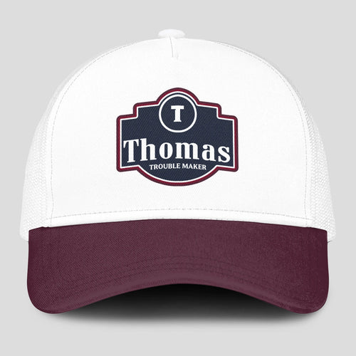 Trouble Maker Burgundy And White Funny Mesh Cap THOMAS 13K1 C201PF