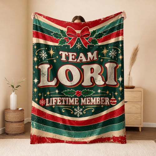 Team Your Name Lifetime Member Christmas Fleece Blanket LORI 13K1 BK52