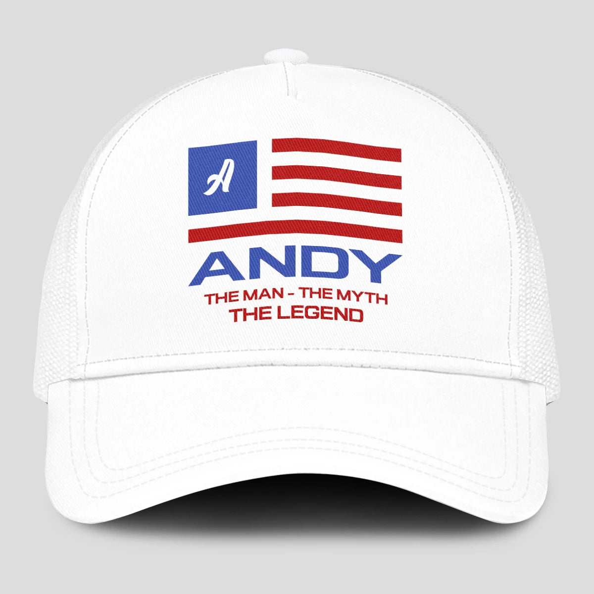 The Man The Myth The Legend America Flag Mesh Cap ANDY 13K1 C193PF