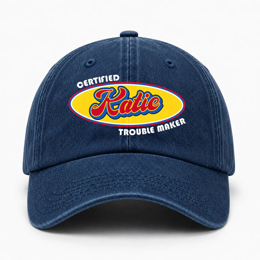 Certified Your Name Trouble Maker Washed Cap KATIE 13K1 C73PF