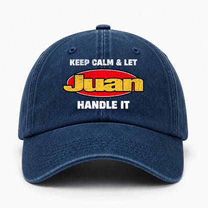 Keep Calm & Let Your Name Handle It Yellow And Red Logo Washed Cap JUAN 13K1 C172PF
