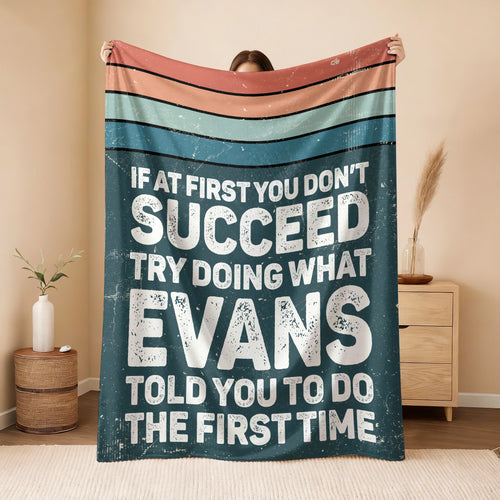 If At First You Don’t Succeed Retro Green Fleece Blanket EVANS 13K1 BK29