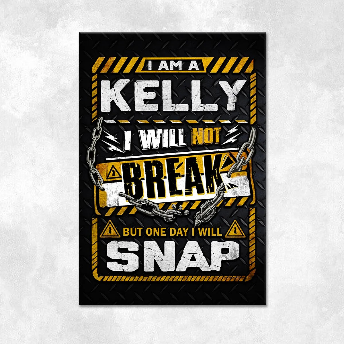 KELLY Motivational Rug – Black & Yellow Quote Carpet for Living Room 13K1-AR1
