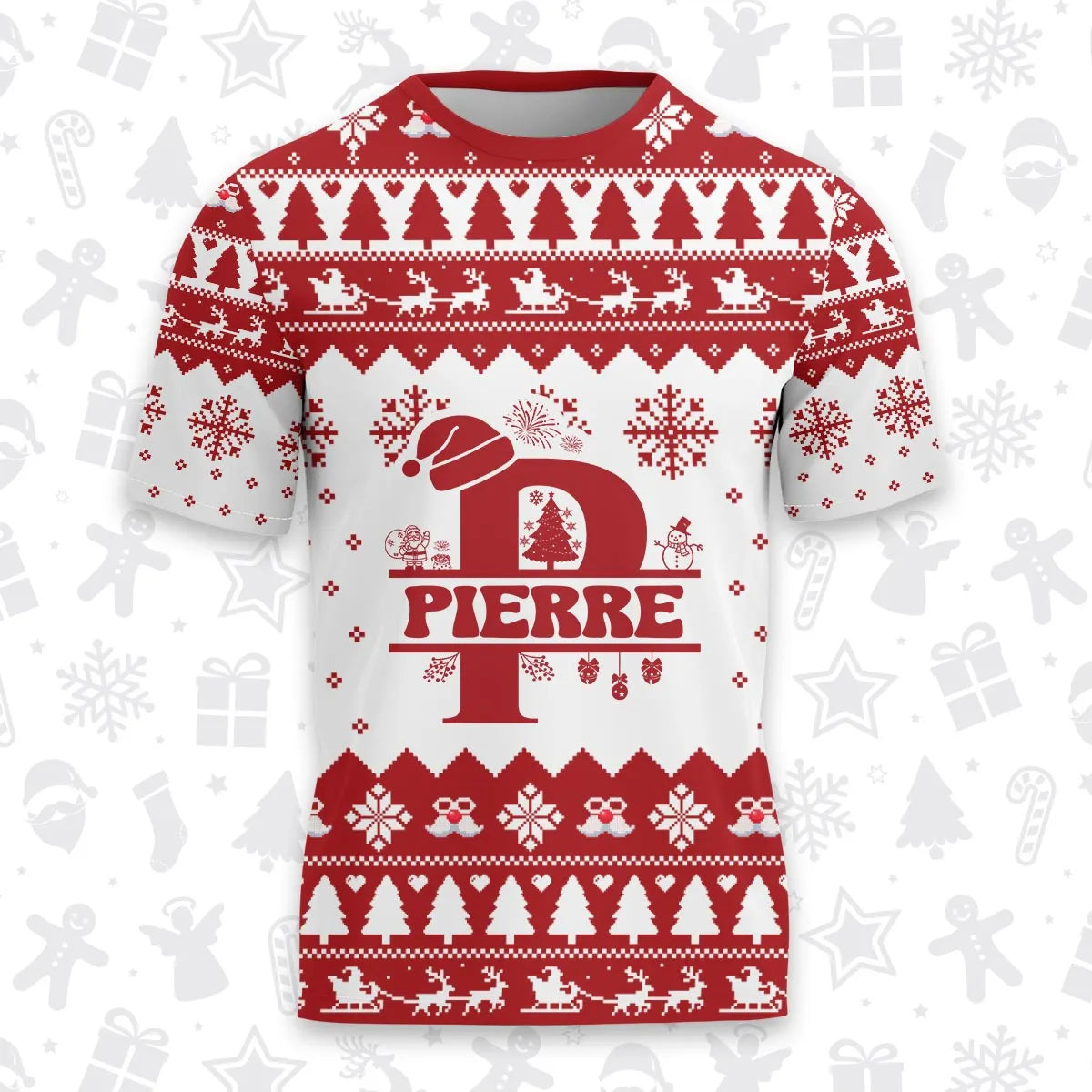 PIERRE Personalized Christmas T-Shirt Pajama Set - Holiday Gift Outfit 13K1-CR2