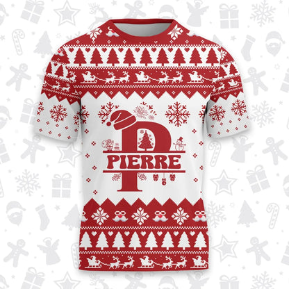 PIERRE Personalized Christmas T-Shirt Pajama Set - Holiday Gift Outfit 13K1-CR2