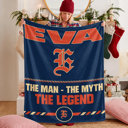 The Man The Myth The Legend Retro Fleece Blanket EVA 13K1 BK53