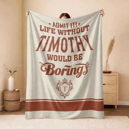 Life Without Your Name Would Be Boring Cream Terracotta Blanket TIMOTHY 13K1 BK24