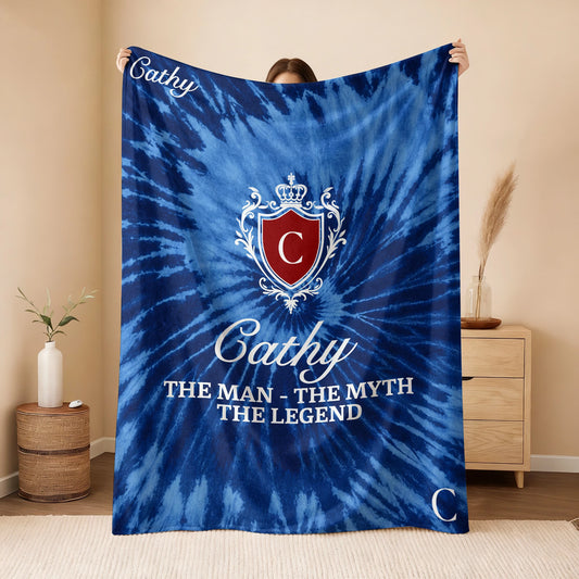 The Man The Myth The Legend Blue Waves Fleece Blanket CATHY 13K1 BK11