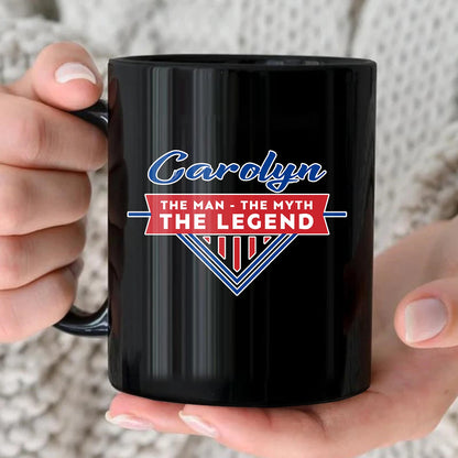 The Man The Myth The Legend Red And Blue Logo Mug CAROLYN 13K1 MG34