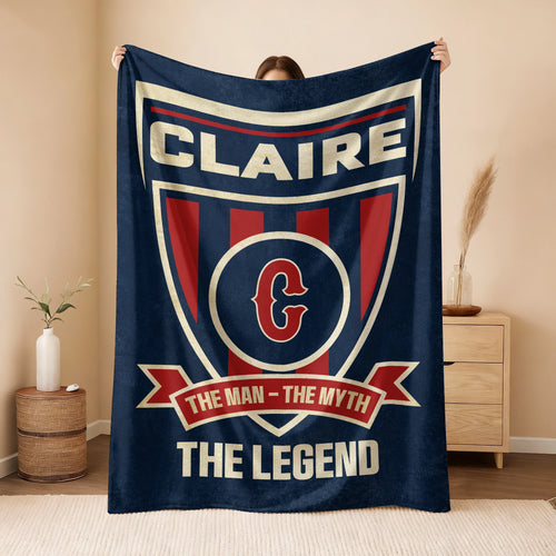 The Man The Myth The Legend Blue Burgundy Baseball Blanket CLAIRE 13K1 BK18