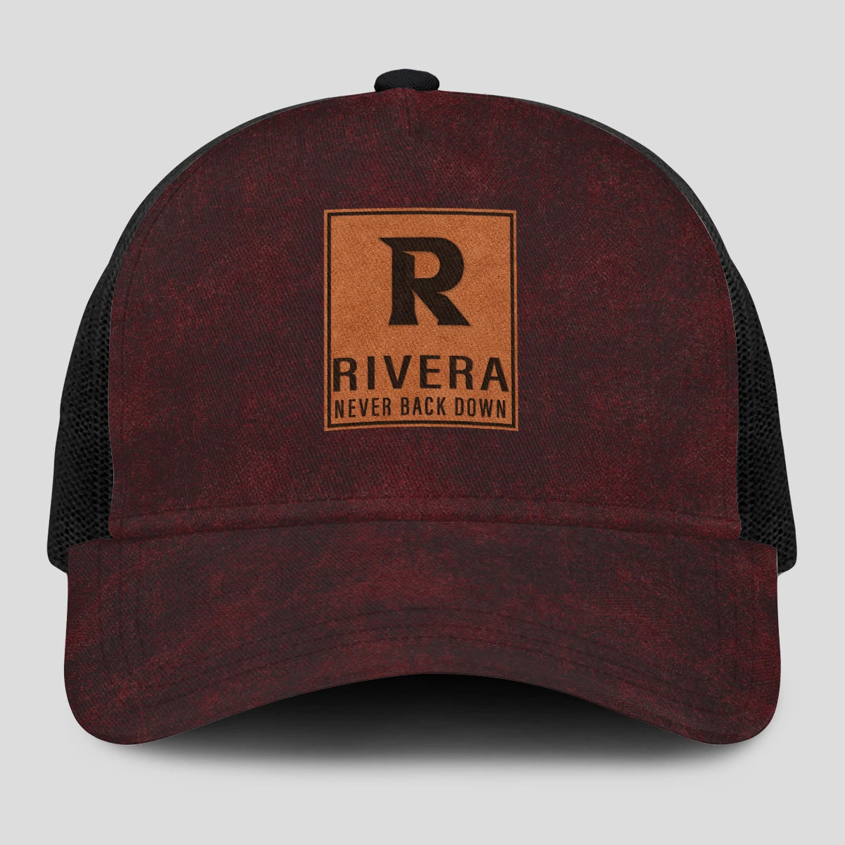Never Back Down Burgundy And Black Mesh Cap RIVERA 13K1 C208PF