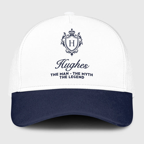 The Man The Myth The Legend Blue And White Baseball Mesh Cap HUGHES 13K1 C186PF