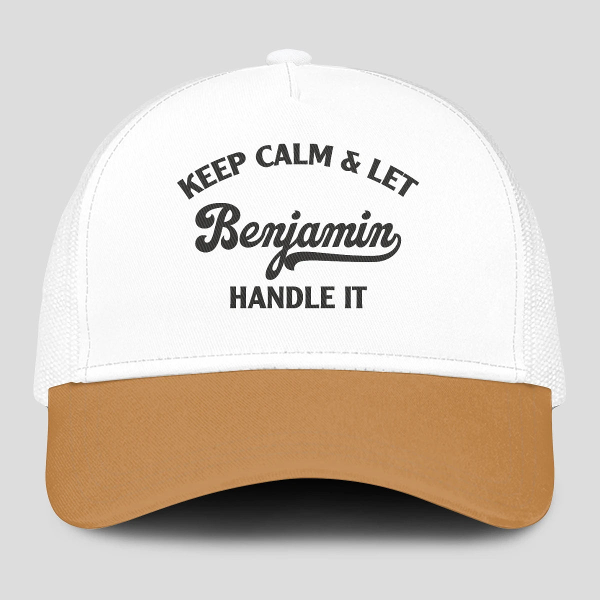 Keep Calm & Let Your Name Handle It Yellow And White Mesh Cap BENJAMIN 13K1 C205PF