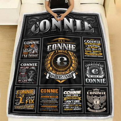 CONNIE Personalized Blanket | Custom Name Cozy Throw Gift 13K1-BK2