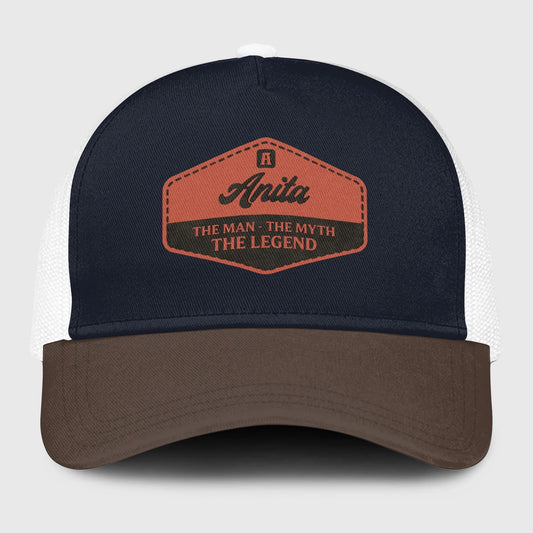 The Man The Myth The Legend Navy And Brown Mesh Cap ANITA 13K1 C188PF