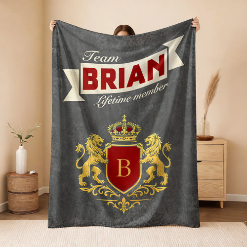 Team Your Name Lifetime Member Charcoal Blanket BRIAN 13K1 BK20