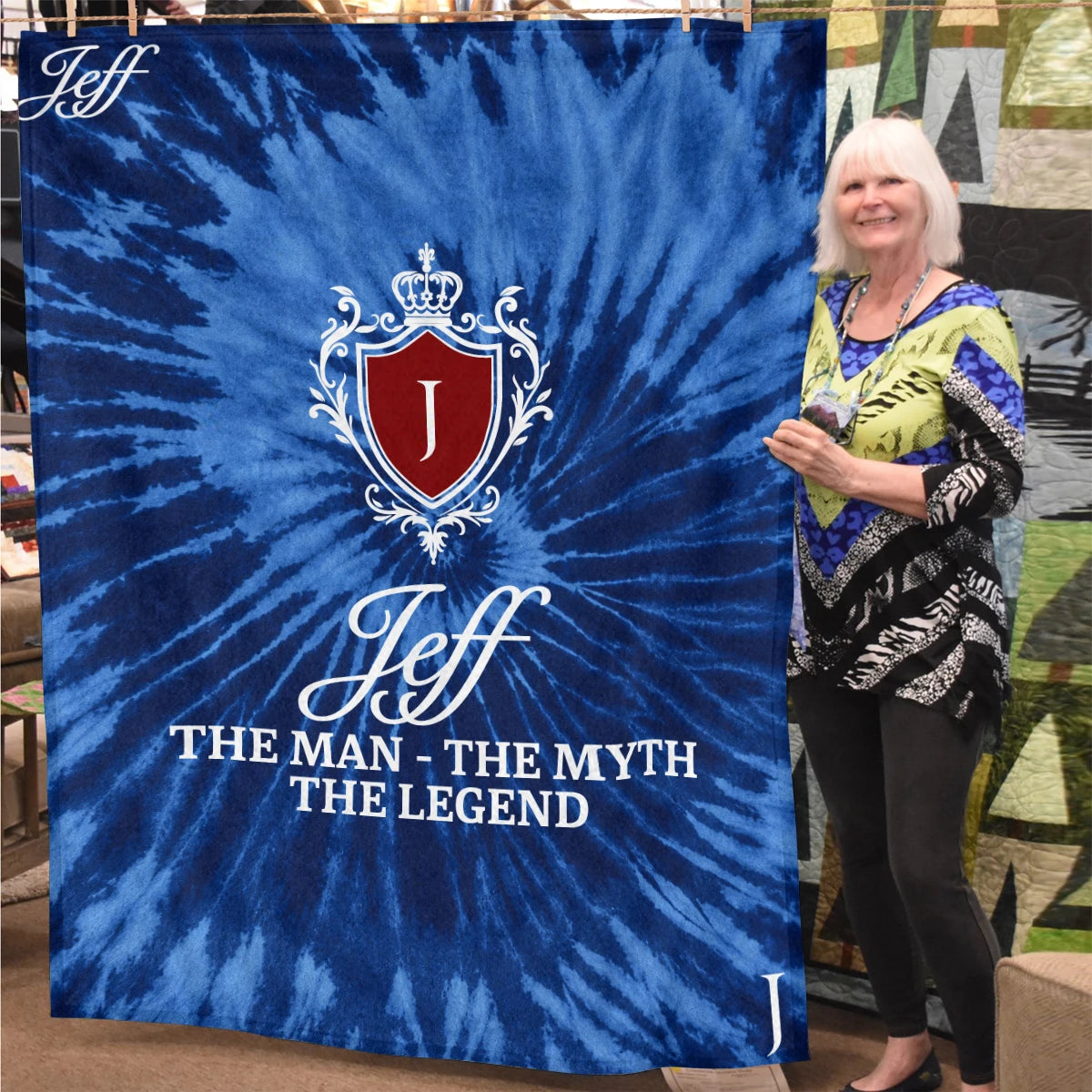 The Man The Myth The Legend Blue Waves Fleece Blanket JEFF 13K1 BK11