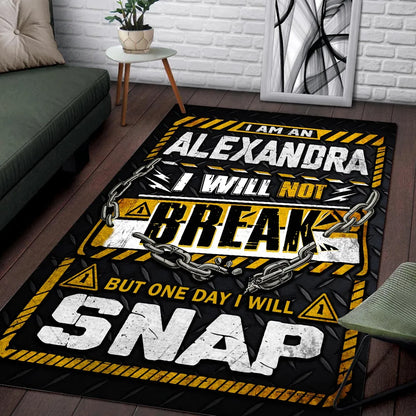 ALEXANDRA Motivational Rug – Black & Yellow Quote Carpet for Living Room 13K1-AR1