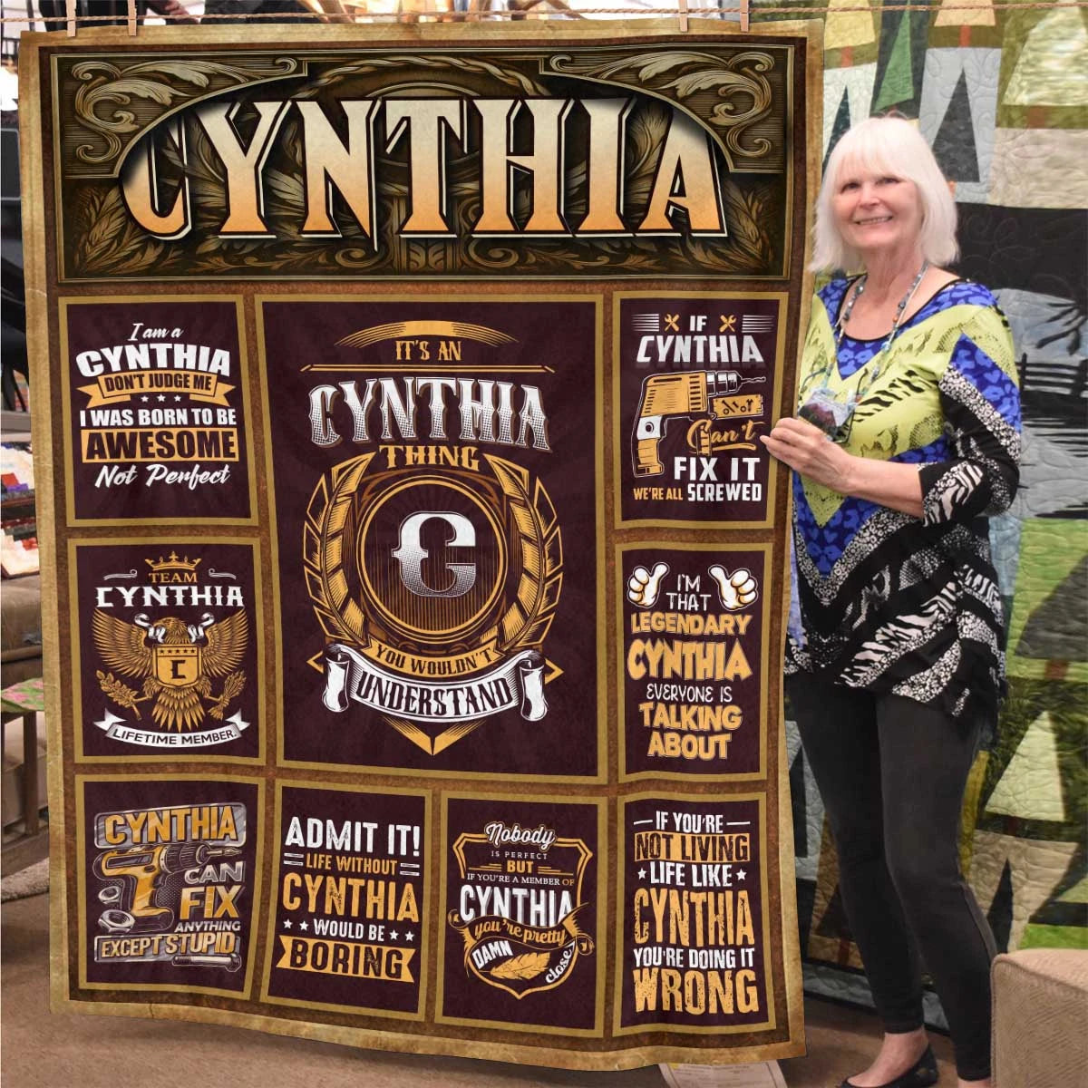 CYNTHIA Personalized Blanket | Custom Name Cozy Throw Gift 13K1-BK4