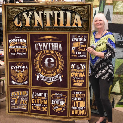 CYNTHIA Personalized Blanket | Custom Name Cozy Throw Gift 13K1-BK4