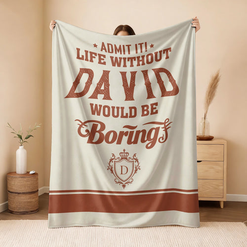 Life Without Your Name Would Be Boring Cream Terracotta Blanket DAVID 13K1 BK24