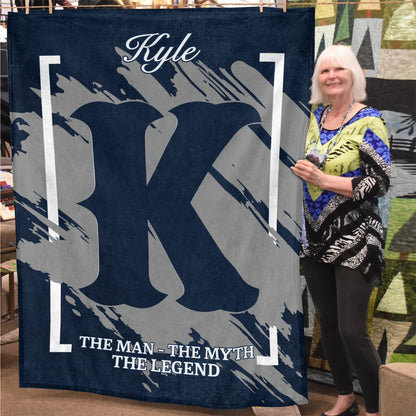 The Man The Myth The Legend Navy Baseball Fleece Blanket KYLE 13K1 BK17