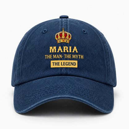 The Man The Myth The Legend King Crown Washed Cap MARIA 13K1 C146PF