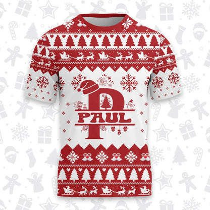 PAUL Personalized Christmas T-Shirt Pajama Set - Holiday Gift Outfit 13K1-CR2
