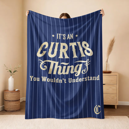 Your Name Thing Striped Blue Fleece Blanket CURTIS 13K1 BK23