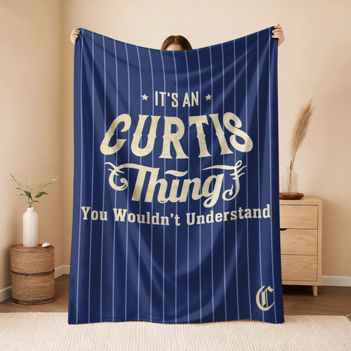 Your Name Thing Striped Blue Fleece Blanket CURTIS 13K1 BK23