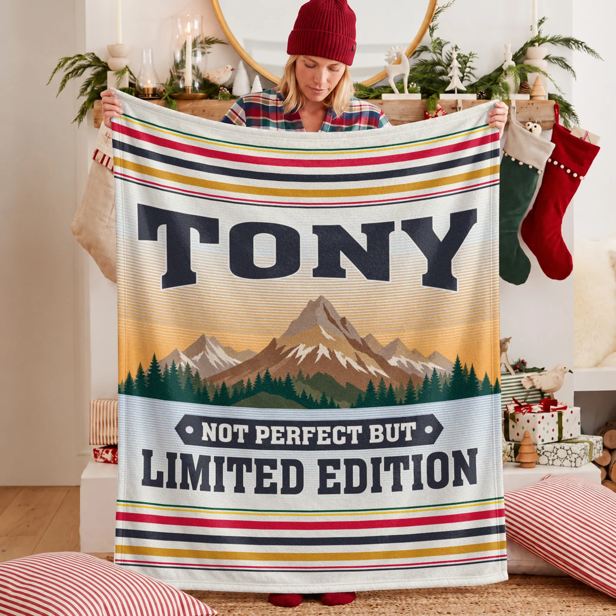 Not Perfect But Limited Edition Vintage Mountain Fleece Blanket TONY 13K1 BK45