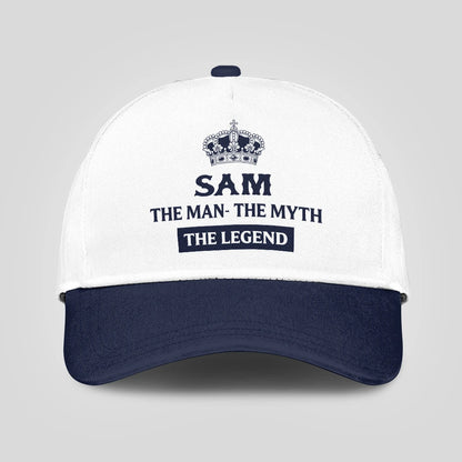 The Man The Myth The Legend King Crown Blue And White Cap SAM 13K1 C147PF