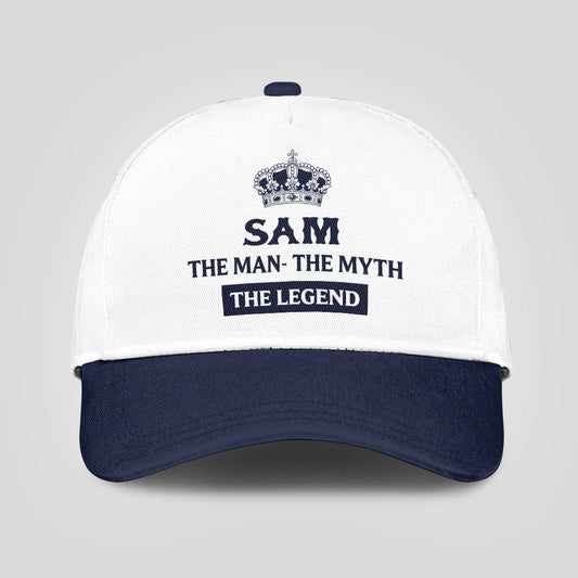 The Man The Myth The Legend King Crown Blue And White Cap SAM 13K1 C147PF