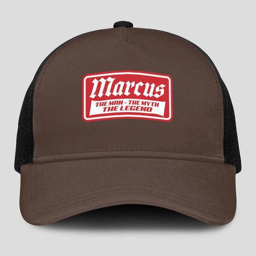 The Man The Myth The Legend Red Logo Brown Mesh Cap MARCUS 13K1 C203PF