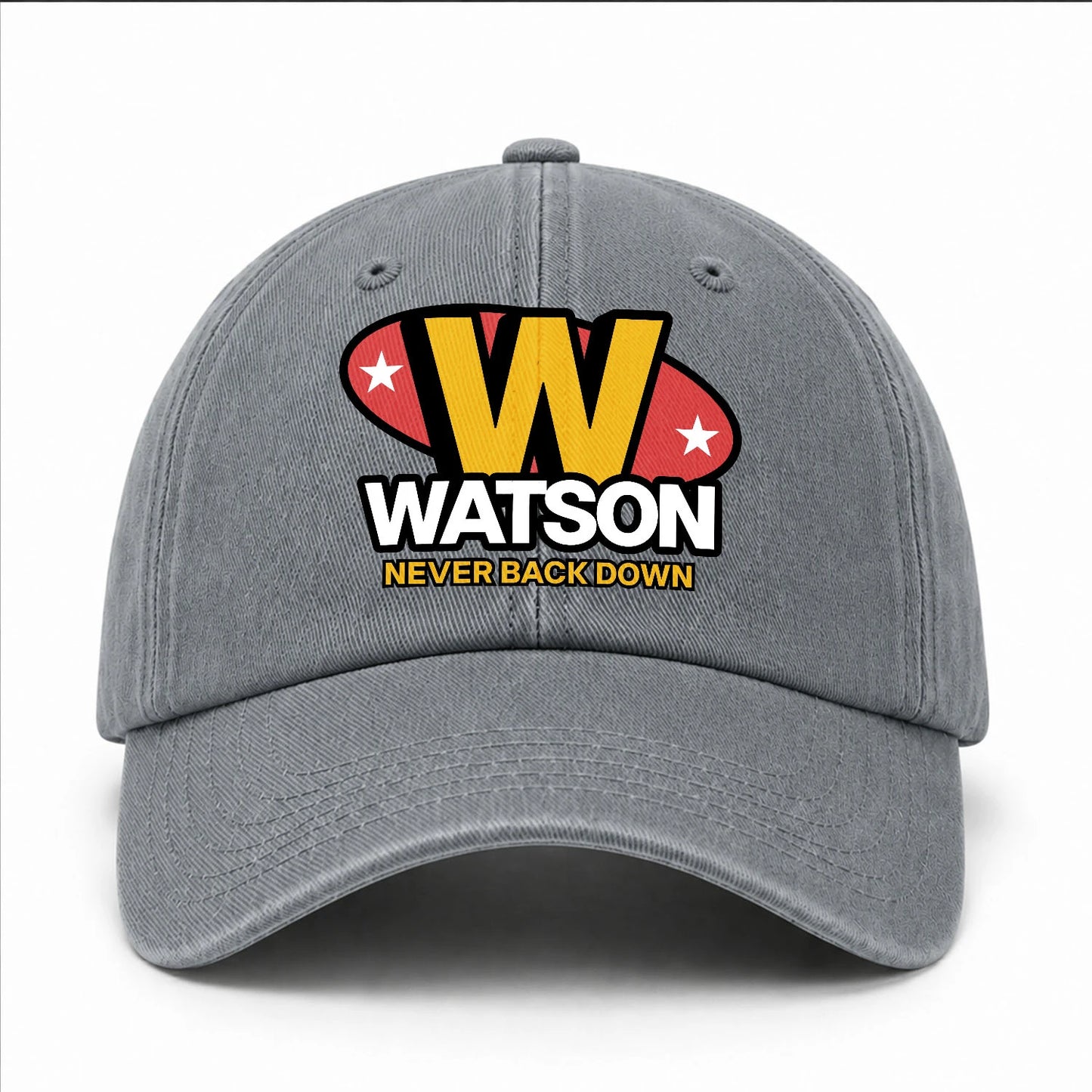 Never Back Down With Your Name And Initial Letter Washed Cap WATSON 13K1 C82PF