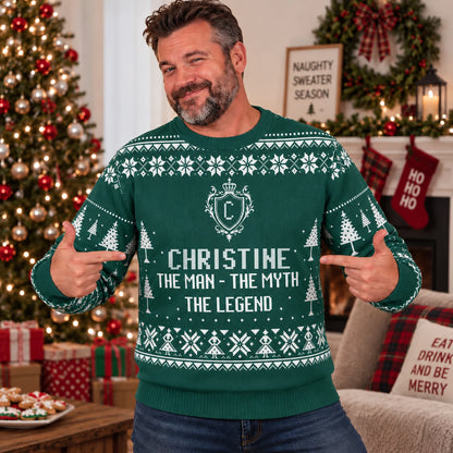 The Man The Myth The Legend Sage Green Ugly Sweater CHRISTINE 13K1 UG10
