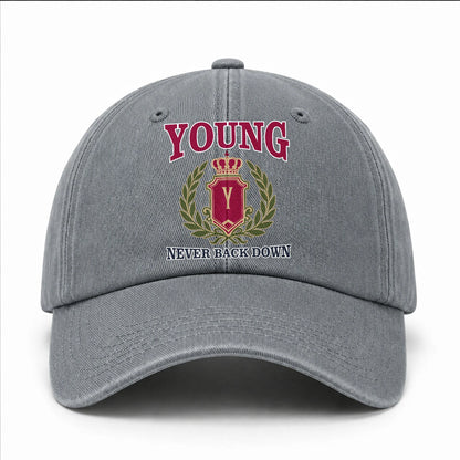 Your Name Never Back Down Royal Washed Cap YOUNG 13K1 C77PF