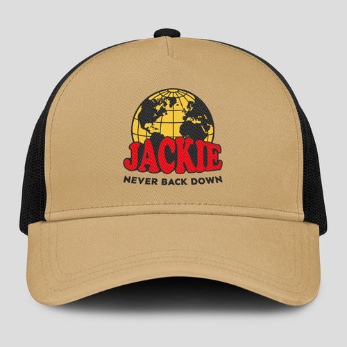 Never Back Down World Logo Khaki Mesh Cap JACKIE 13K1 C212PF