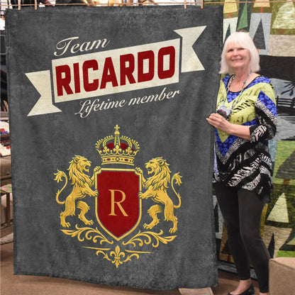 Team Your Name Lifetime Member Charcoal Blanket RICARDO 13K1 BK20