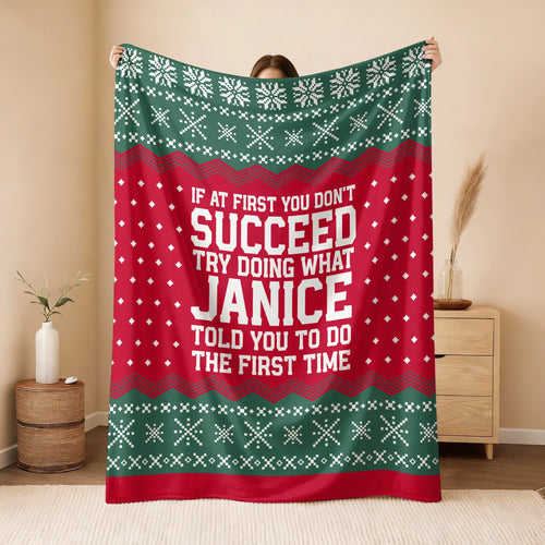 If At First You Don’t Succeed Red Green Christmas Fleece Blanket JANICE 13K1 BK28