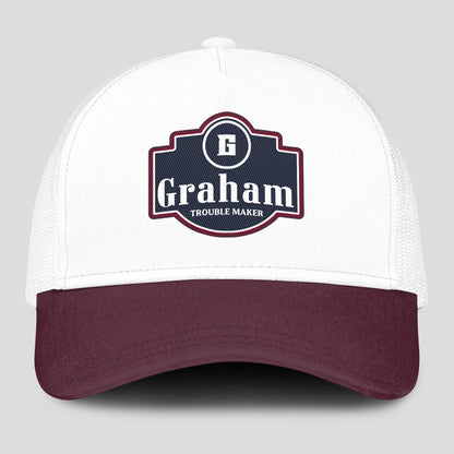 Trouble Maker Burgundy And White Funny Mesh Cap GRAHAM 13K1 C201PF