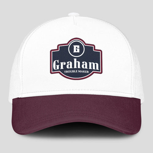 Trouble Maker Burgundy And White Funny Mesh Cap GRAHAM 13K1 C201PF